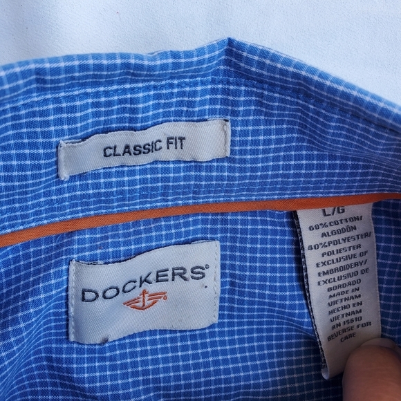 Dockers Classic Fit Button Up Work Shirt Plaid L - Picture 6 of 10